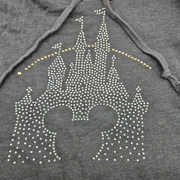 Disney Parks Gray Hoodie Rhinestone Castle & Mickey Silhouette Small - Picture 2 of 6
